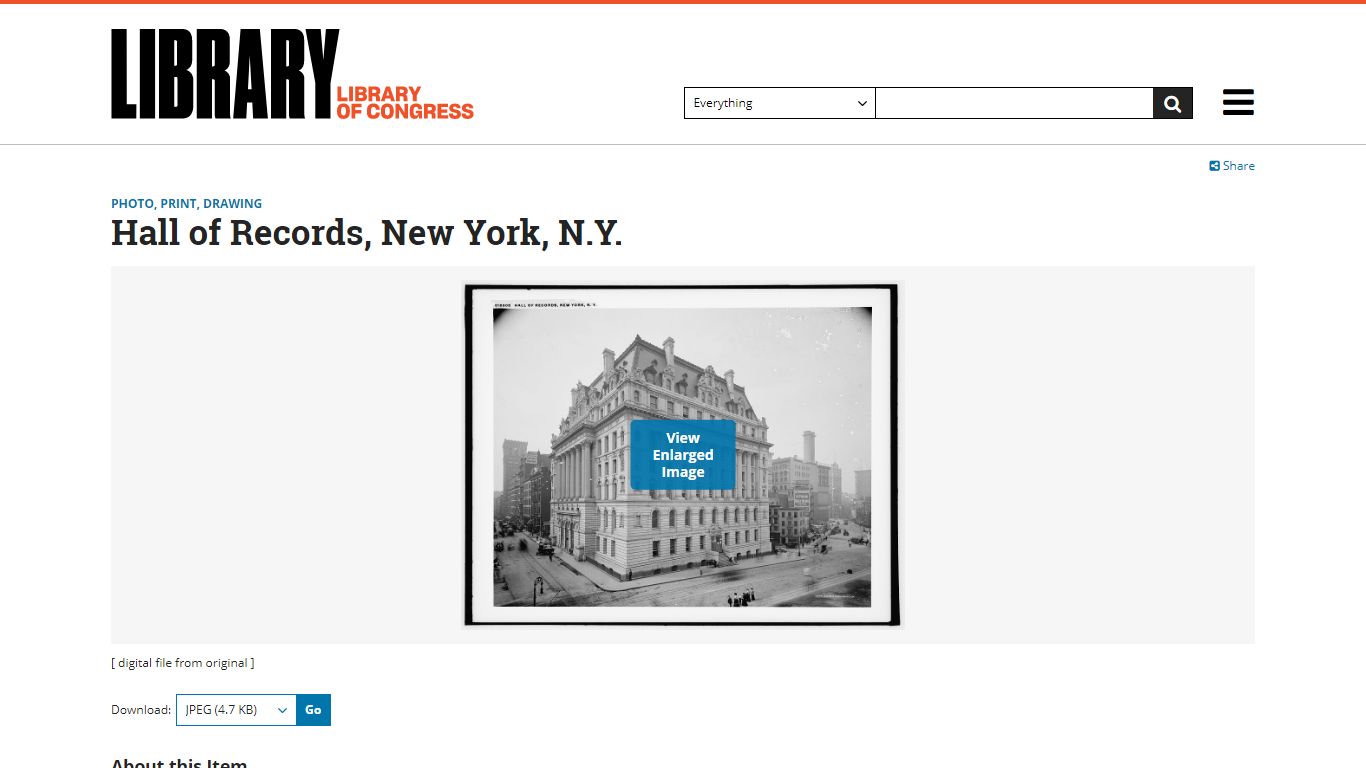 Hall of Records, New York, N.Y. | Library of Congress